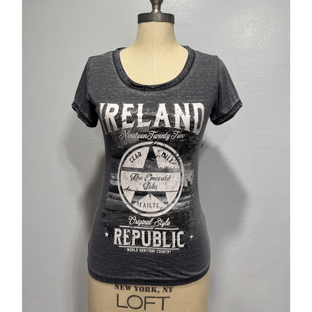 Irish Connexxion Womens Shirt XS (10) Ireland Republic Short Sleeves Gray Tee
